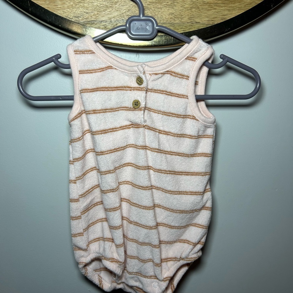 Carter's Blush and Beige Striped Romper